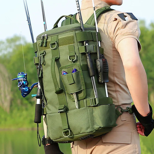 Multifunktionale Angeltasche mit Molle-System & Rutenhalter
