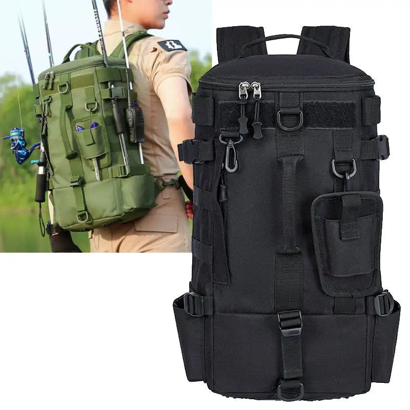 Multifunktionale Angeltasche mit Molle-System & Rutenhalter